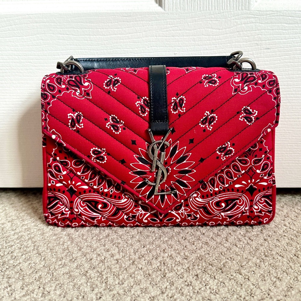 YSL PAISLEY BANDANA CROSS BODY BAG DETACHABLE LINK STRAP